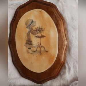 Vintage Holly Hobbie decoupage wooden plaque